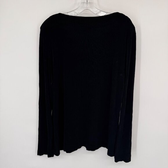 Chicos 3 Travelers Black Long Sleeve V-Neck Top Size XL Acetate Stretch USA - Picture 6 of 10